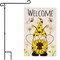 G128 Combo Pack: Garden Flag Stand Black 36 in x 16 in & Garden Flag Spring Decoration Welcome Bee Gnome with Sunflower 12"x18" Double-Sided Blockout Fabric